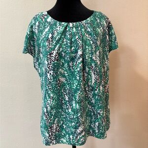 Boden Teal and Blue Patterned Blouse